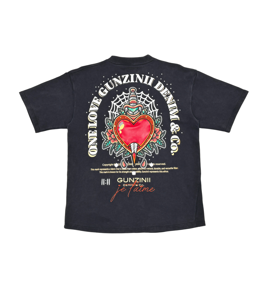 Gunzinii Sacred Heart Vintage Wash T-Shirt – Jet Black