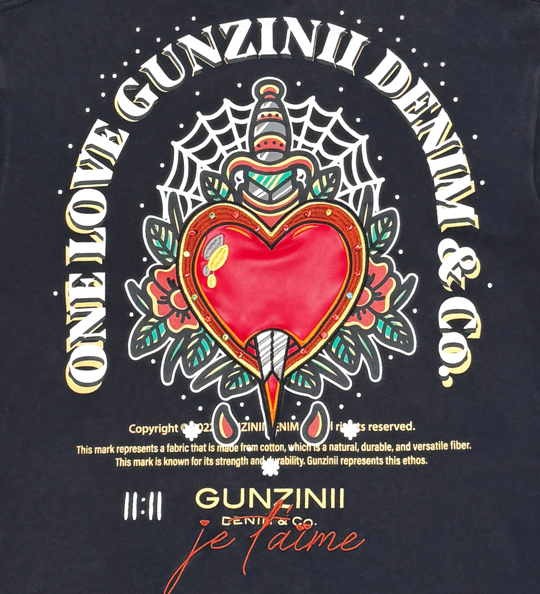 Gunzinii Sacred Heart Vintage Wash T-Shirt – Jet Black