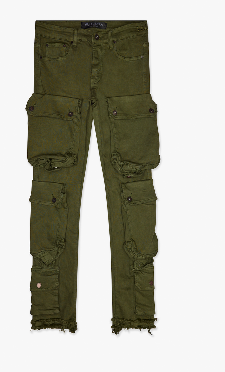 "CLIFF JUMP" OLIVE WASHED SKINNY