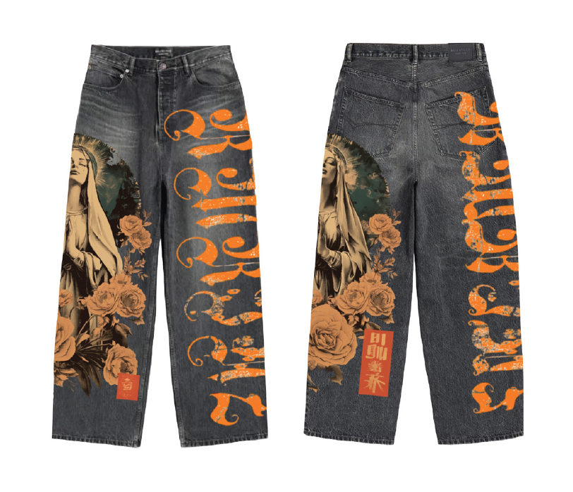 DIGITAL PRINT STACKED JEANS