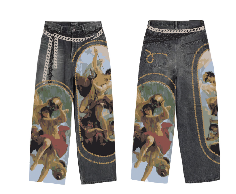 DIGITAL PRINT STACKED JEANS