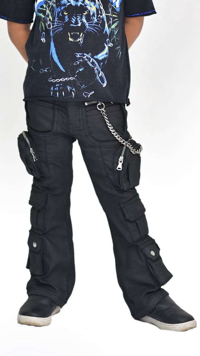 Elite Premium Ks Black Wax Kids Jeans - Black Color