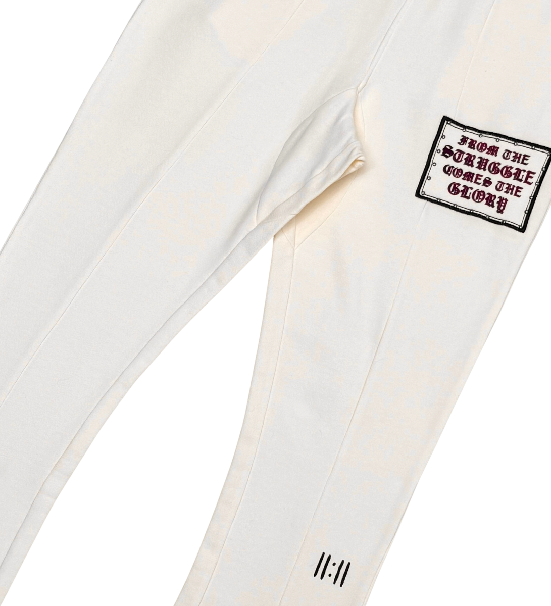 Gunz Script Graphic Stacked Pants – Off White