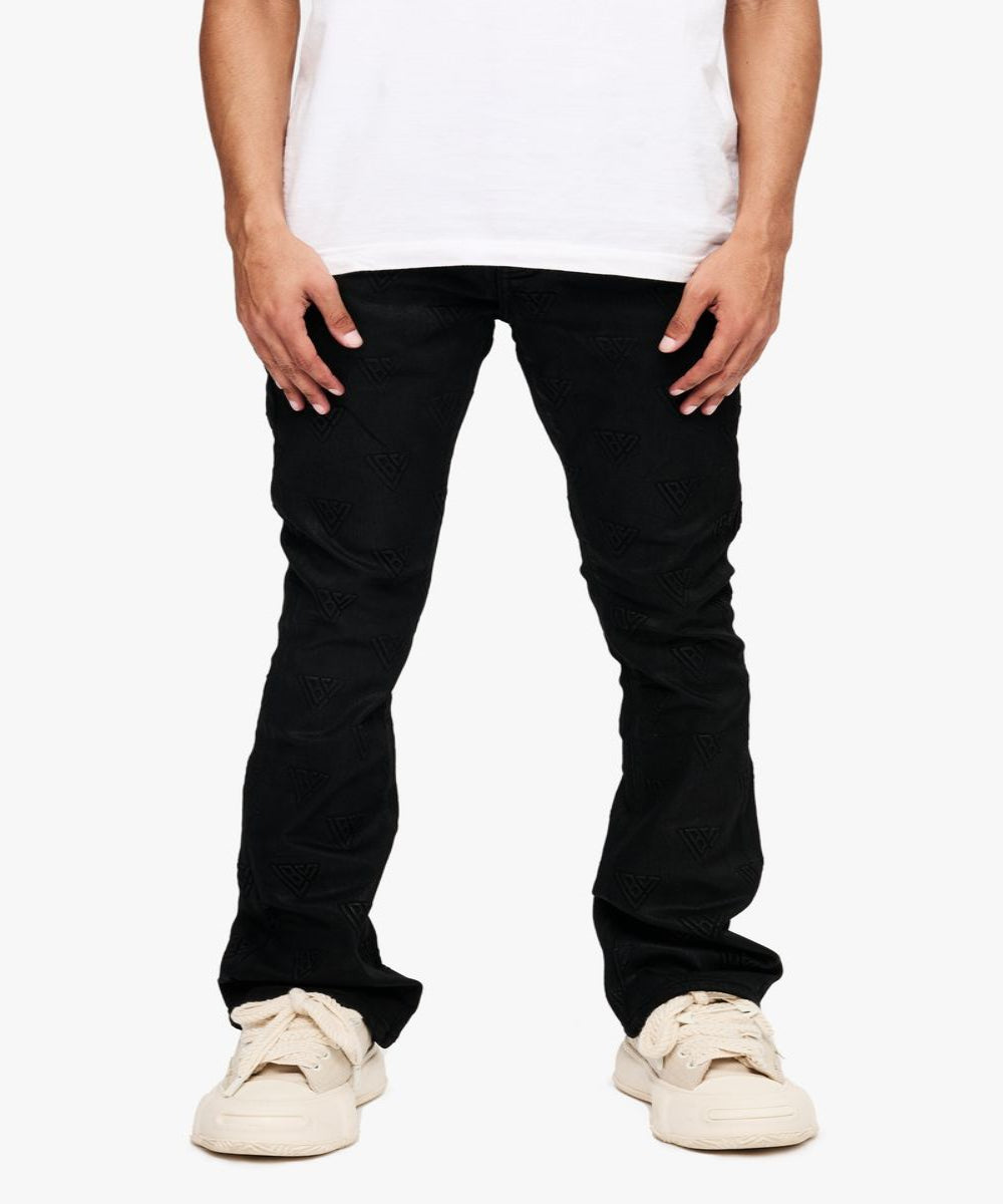 Tagged Stacked Flare Jean