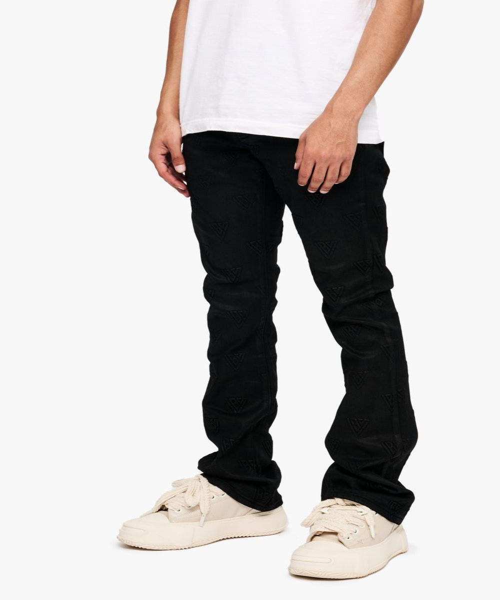 Tagged Stacked Flare Jean