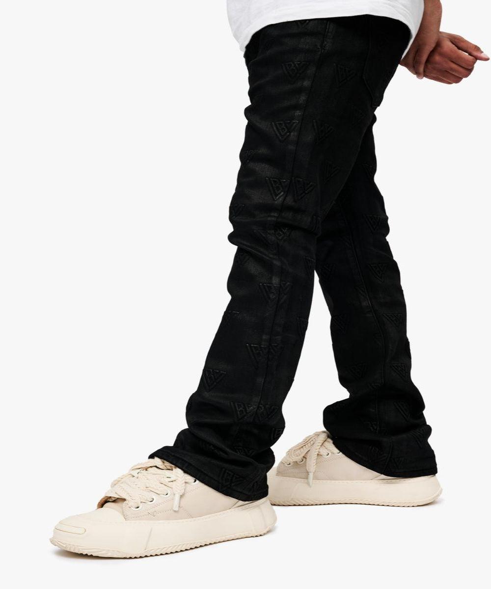 Tagged Stacked Flare Jean