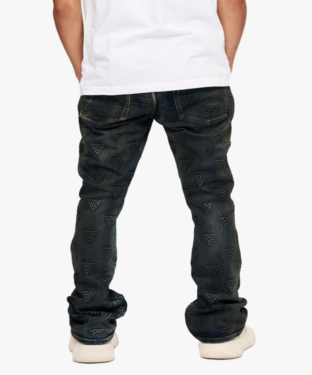 Tagged Stacked Flare Jean