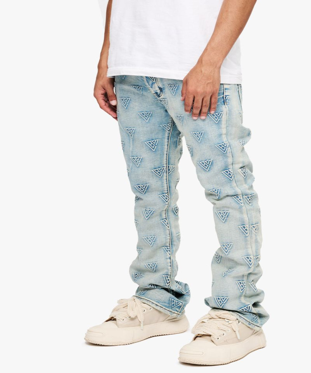 Tagged Stacked Flare Jean
