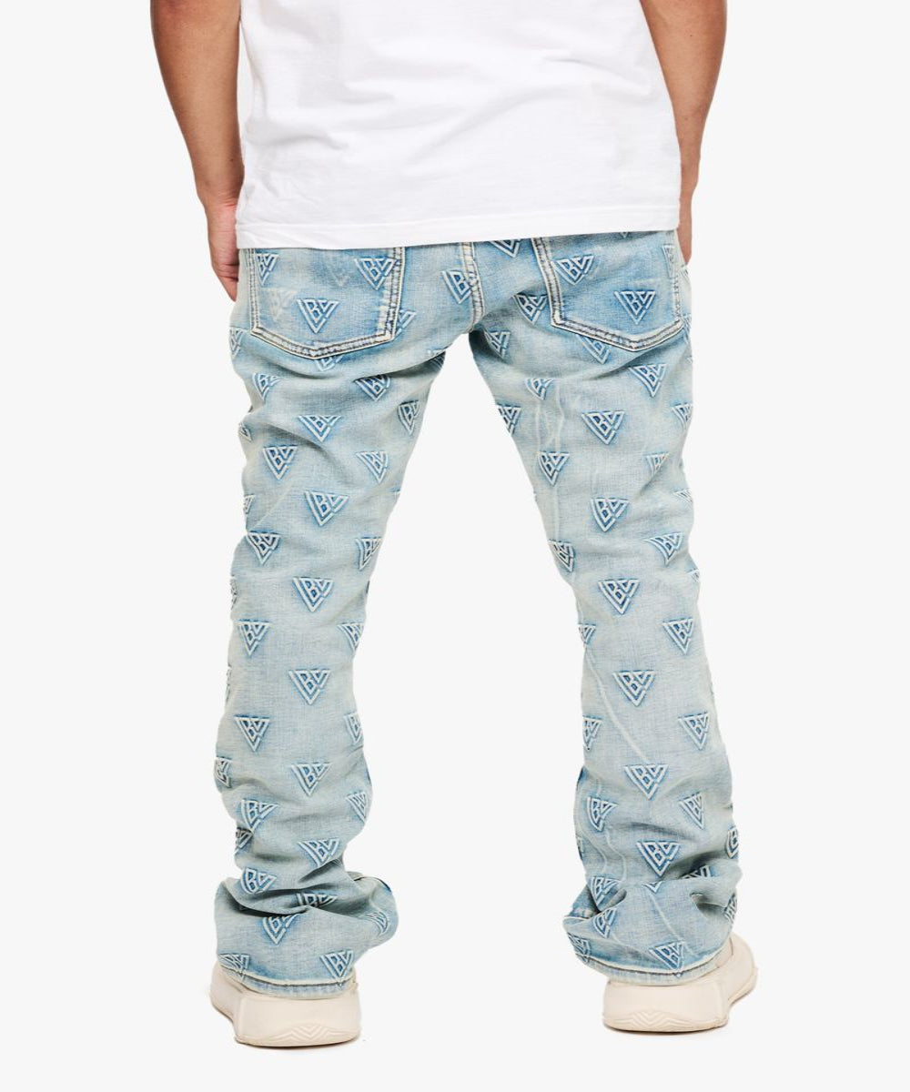 Tagged Stacked Flare Jean