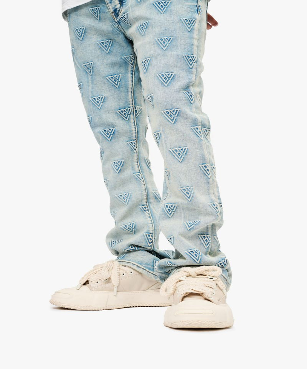 Tagged Stacked Flare Jean