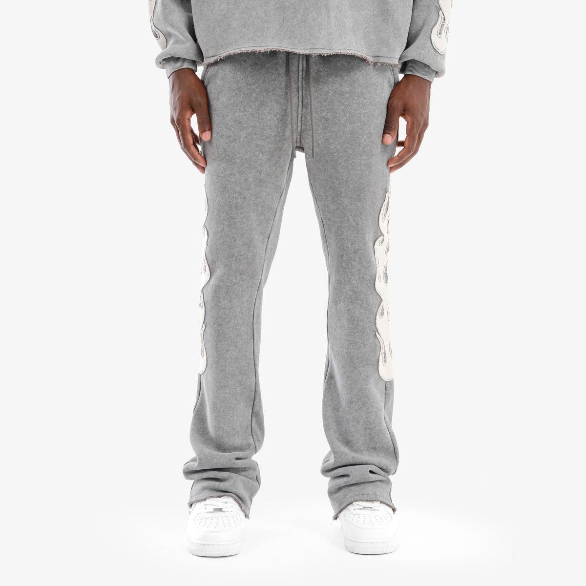 Copper Rivet Flame Stack Pants - Gray