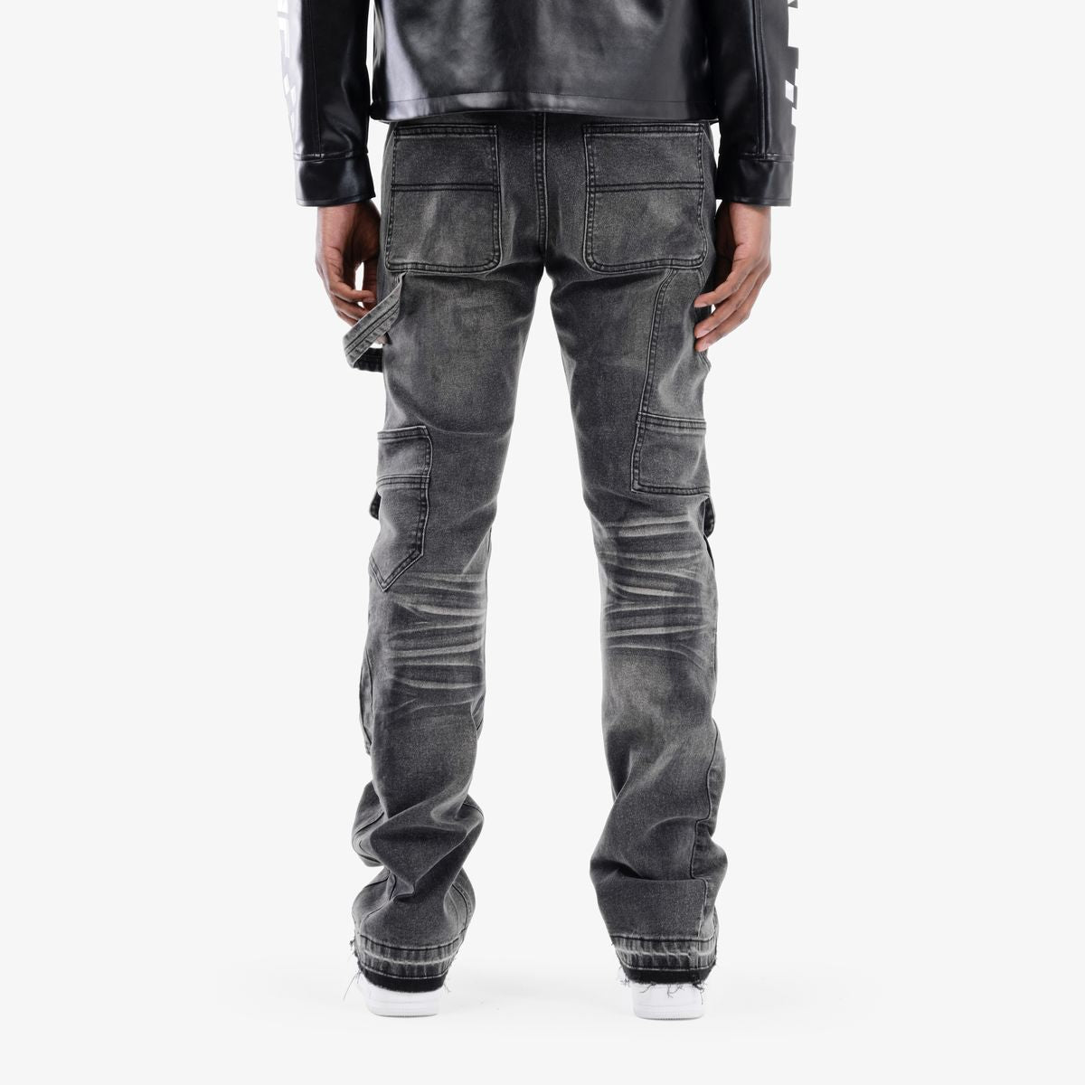 Copper Rivet Distressed Cargo Pants - Zippered