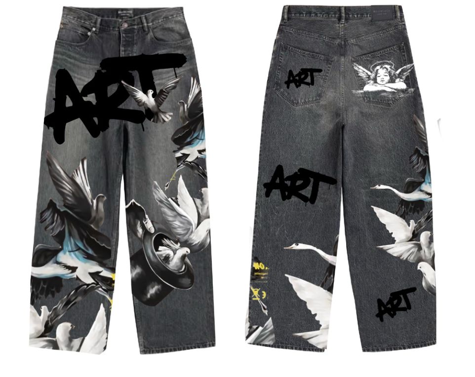 DIGITAL PRINT STACKED JEANS