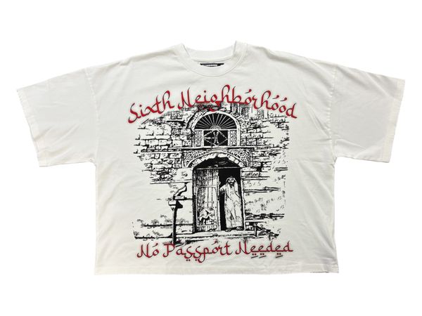 6th Nbrhd Passport Architectural T-Shirt - Oversized White