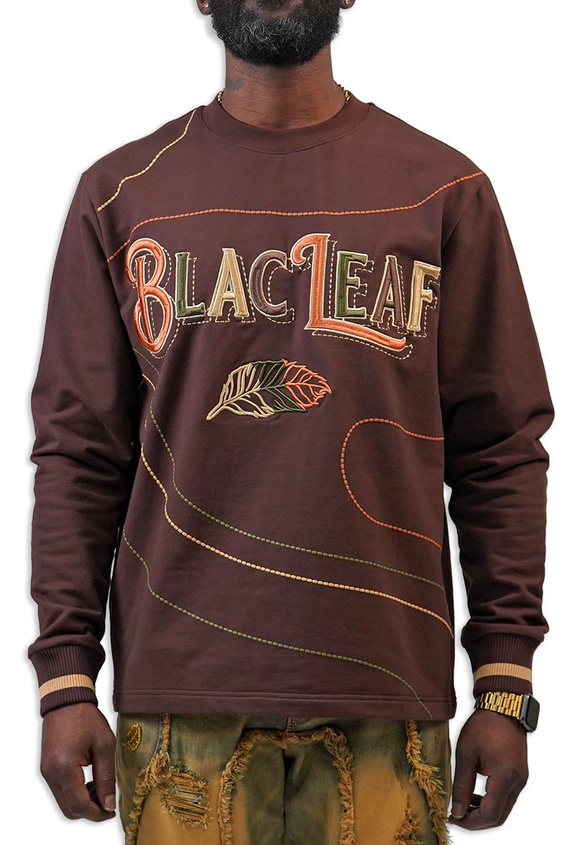 Black Leaf Built Different Crewneck Men's Sweatshirt - Brown