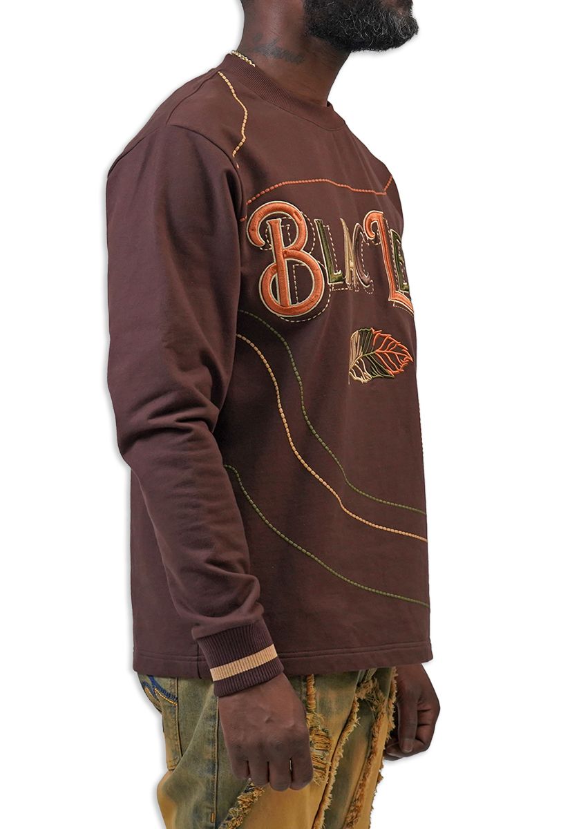 Black Leaf Built Different Crewneck Men's Sweatshirt - Brown