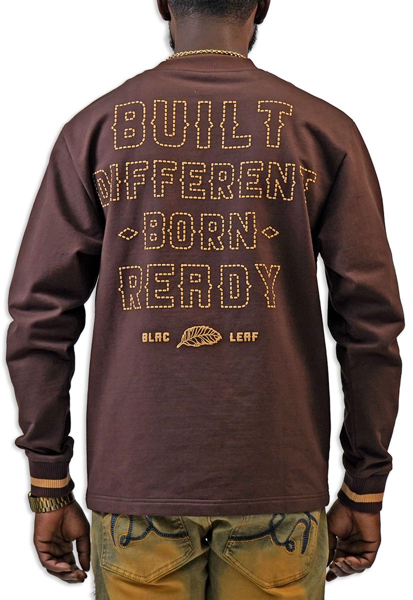 Black Leaf Built Different Crewneck Men's Sweatshirt - Brown