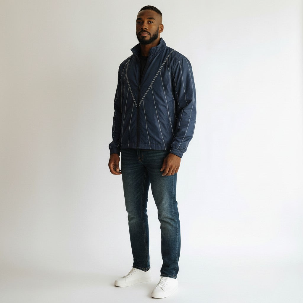 Silnt Chptrs Stripe Jacket - Lightweight Navy