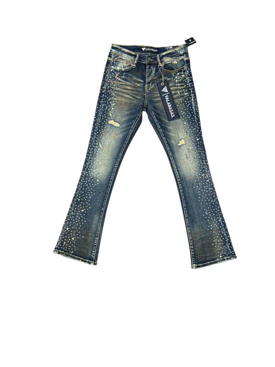 Valabasas Stacked Embellished Jeans - Light Blue