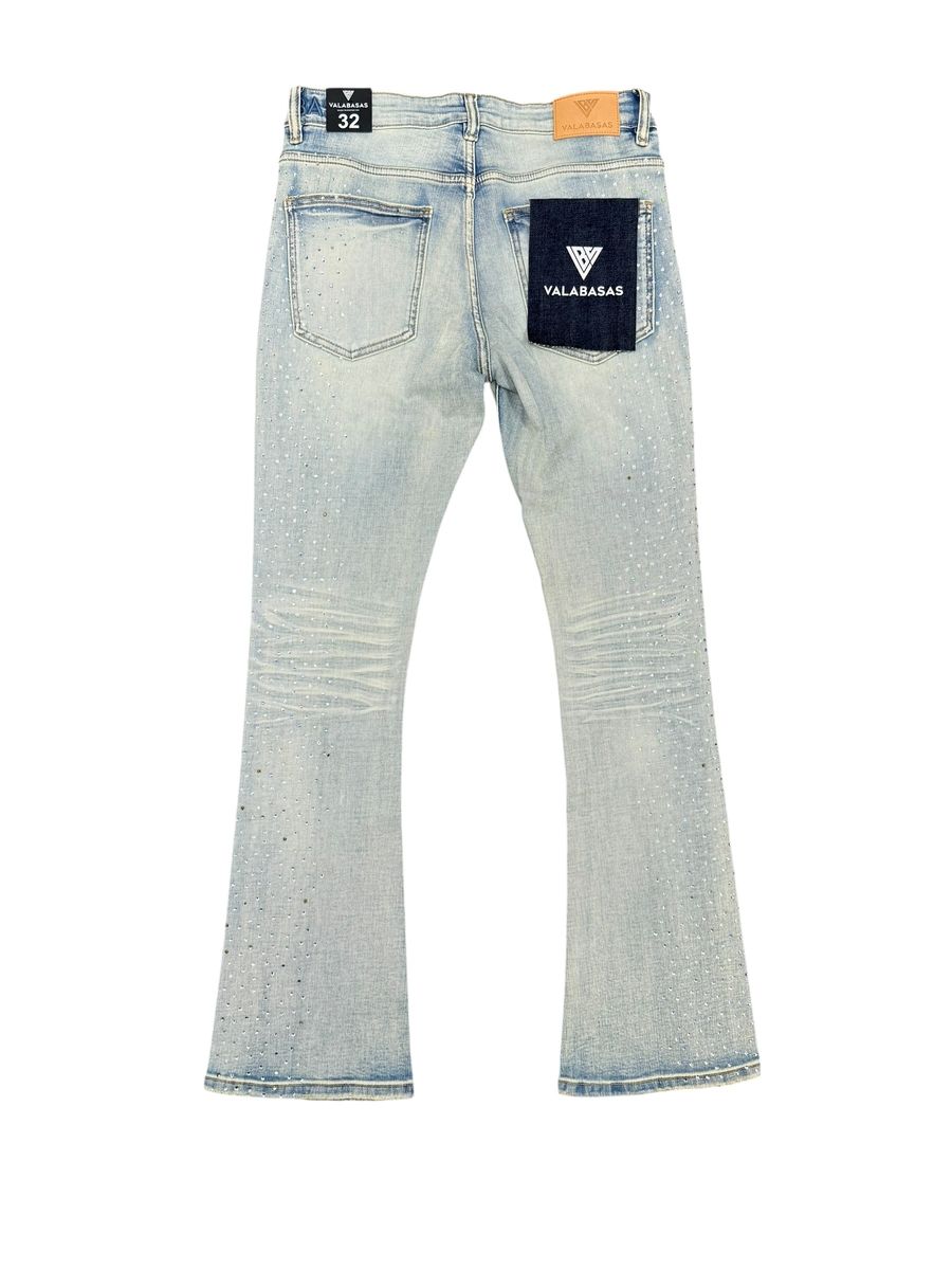 Valabasas Stacked Embellished Jeans - Light Blue