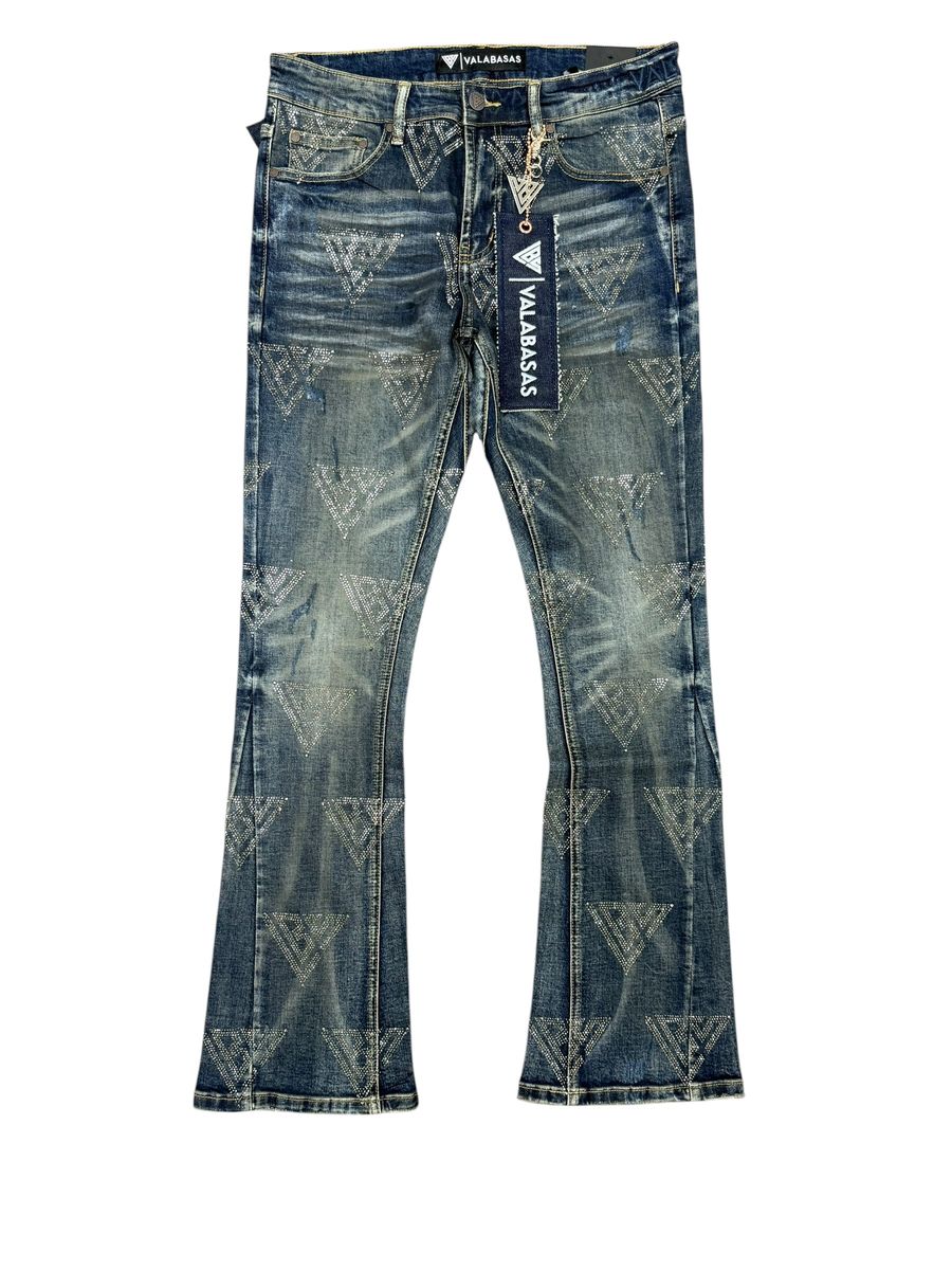 Valabasas Distressed Stacked Jeans with Patterns