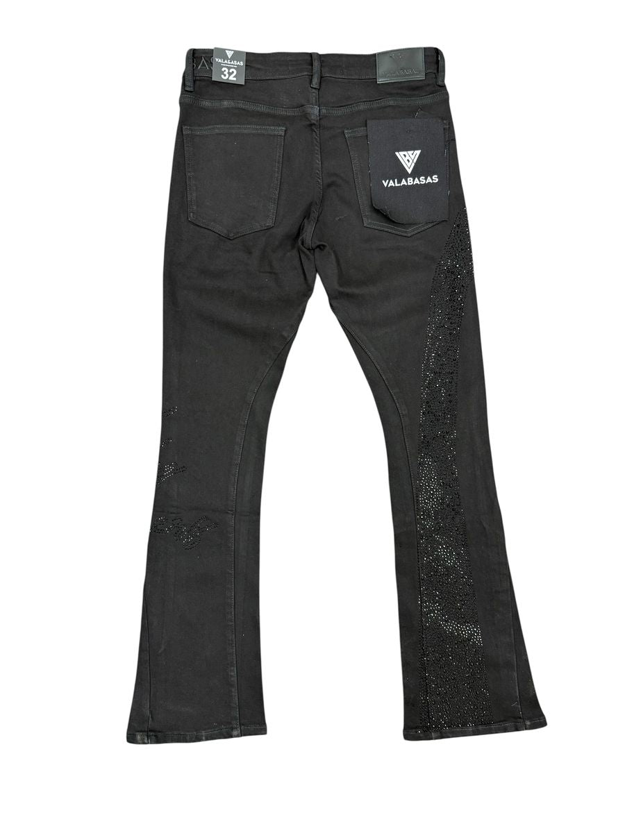 Valabasas Scripted Jeans with Embellished Stripes and Text
