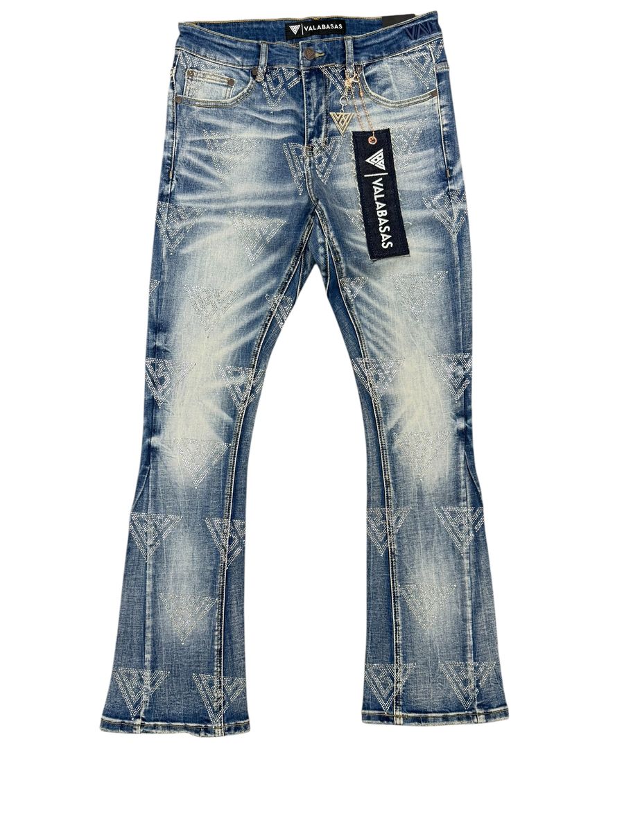 Valabasas Distressed Stacked Jeans with Patterns