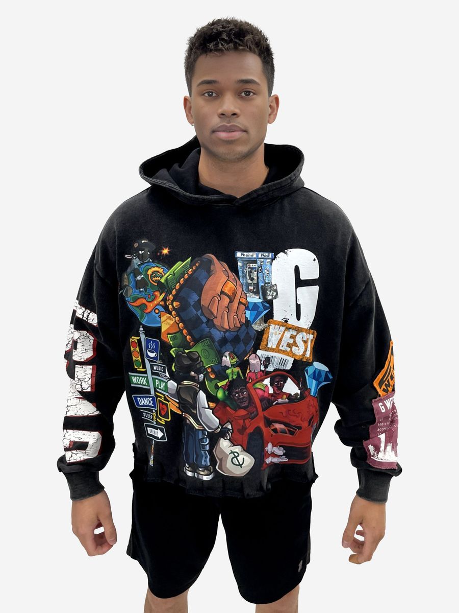 G-West Complicated Graphic Hoodie - Graphic Print