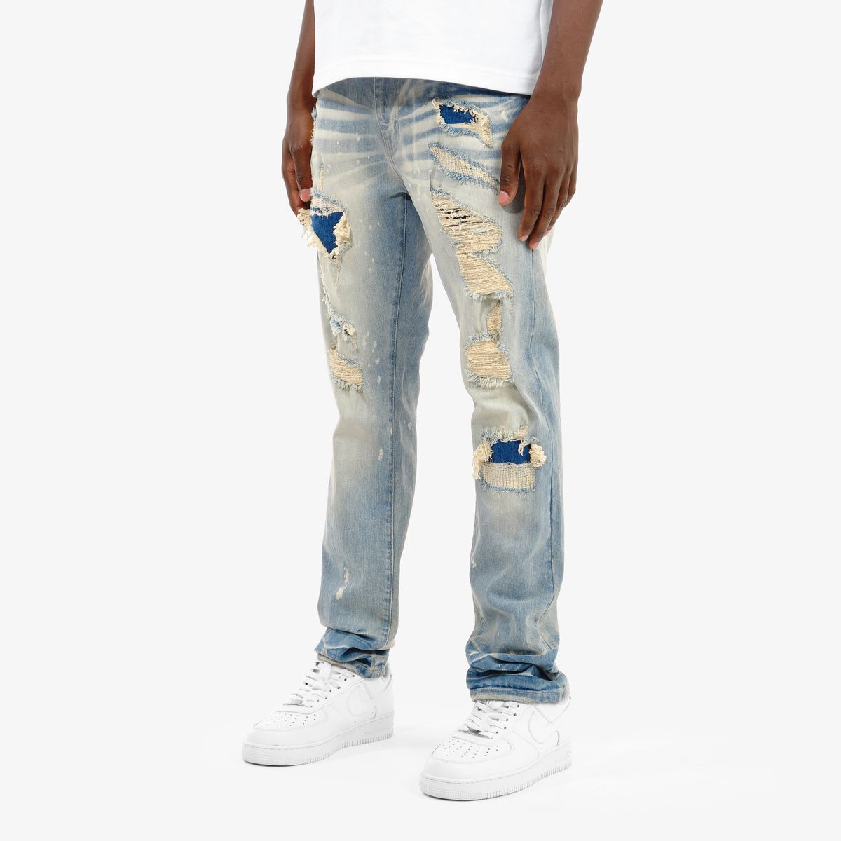 Copper Rivet Distressed Jeans - Ripped