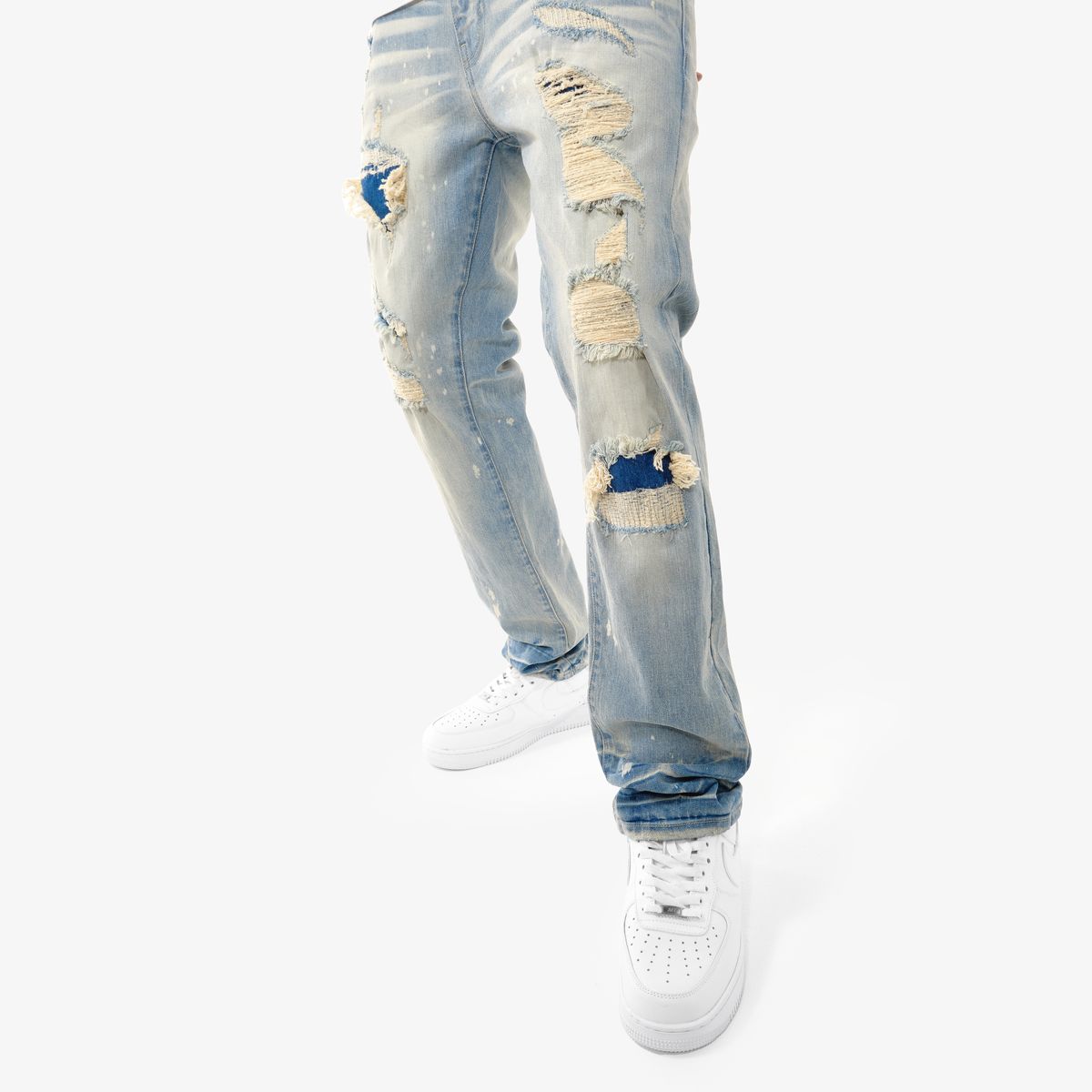 Copper Rivet Distressed Jeans - Ripped