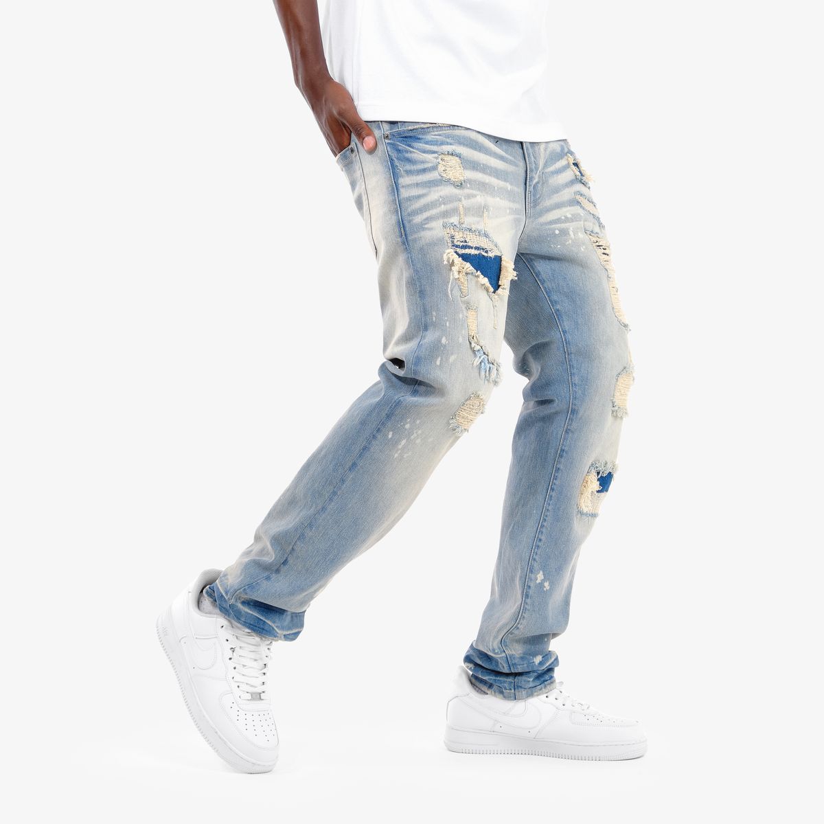 Copper Rivet Distressed Jeans - Ripped