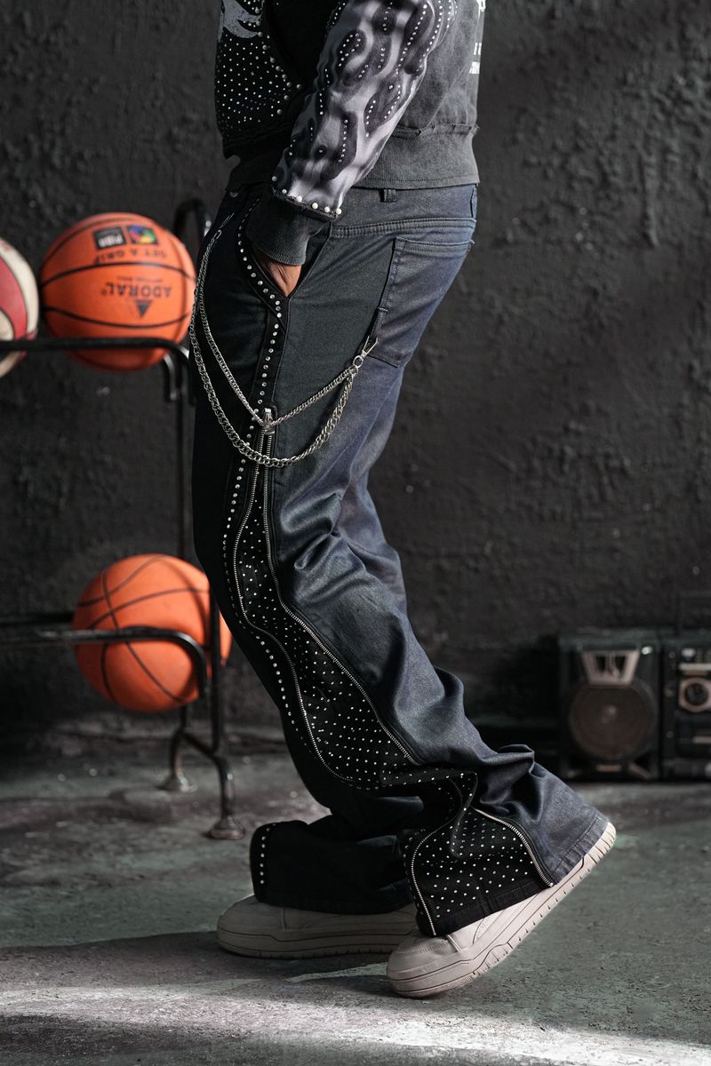 Elite Premium Secret Stone Zipper Jeans - Dark Wash