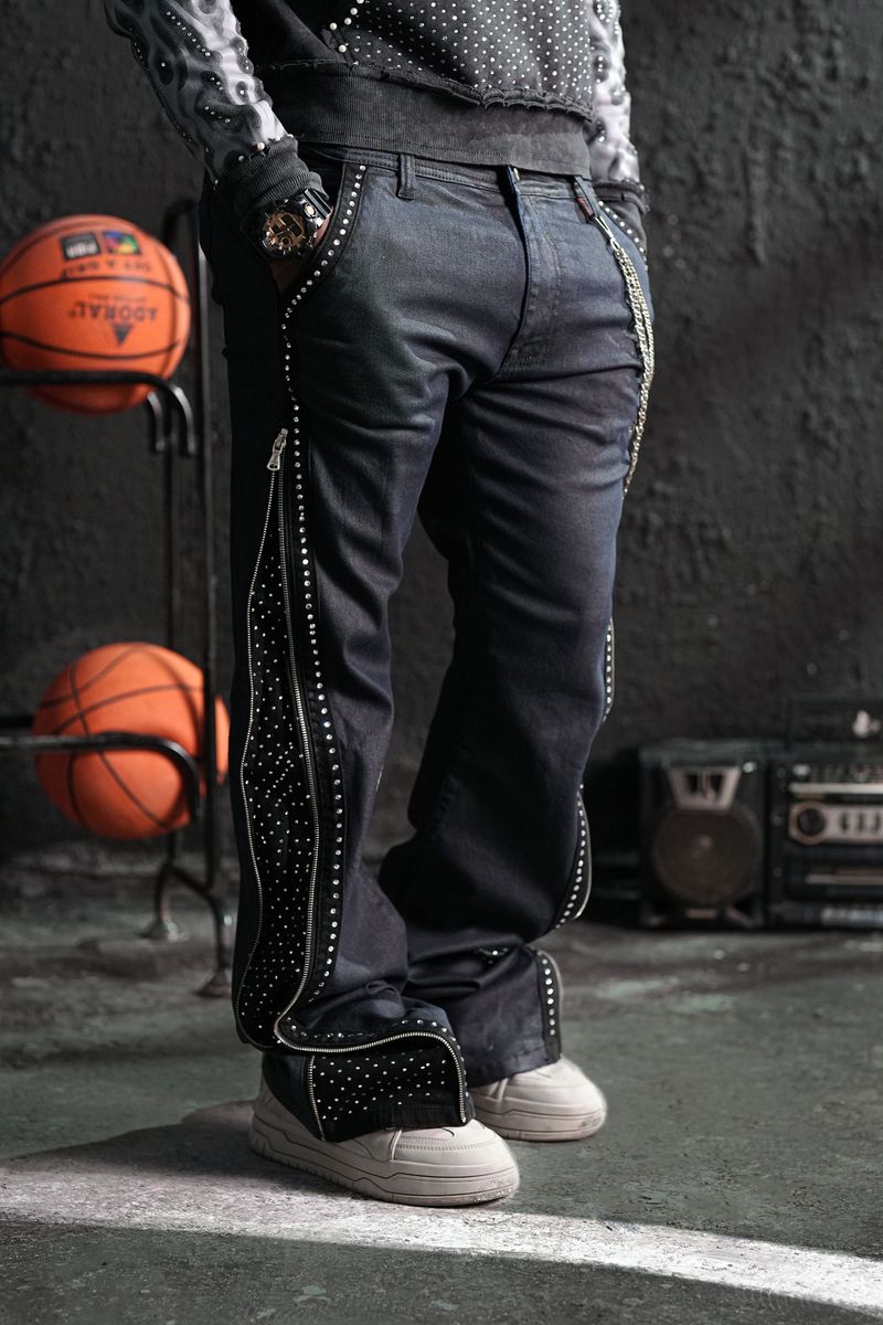 Elite Premium Secret Stone Zipper Jeans - Dark Wash