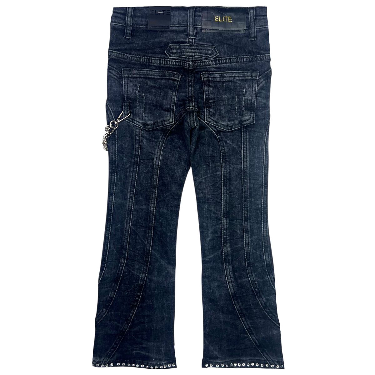 Elite Premium Stone-Line Zipper Kids Jeans Black - Dark Wash