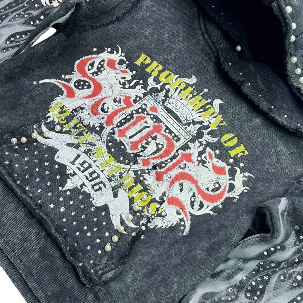 Saints Washed Rhinestone Pearls Kids Hoodie