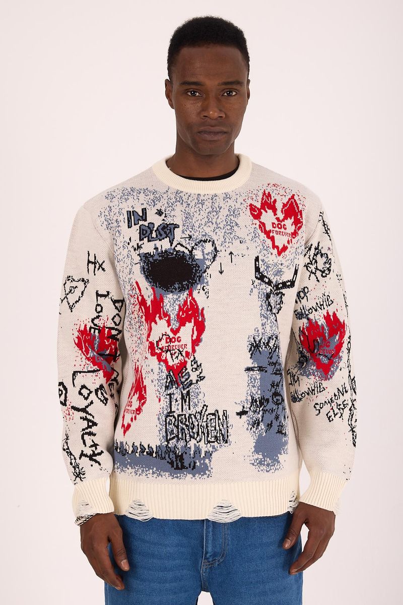 1 In A Million Beige Sweater Men