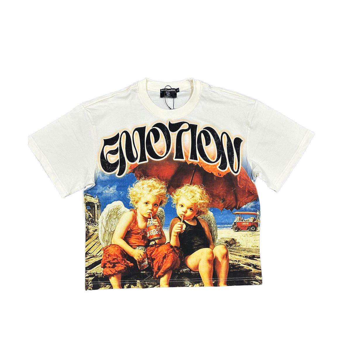 'Twin' Rhinestone Cream Tee