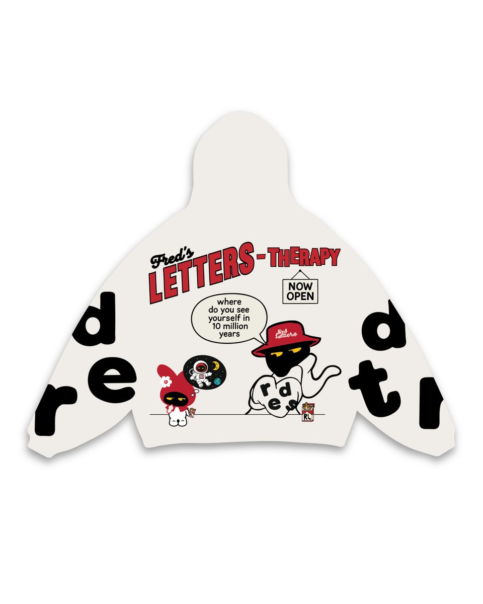 Red Letters Therapy Scattered Hoodie - White