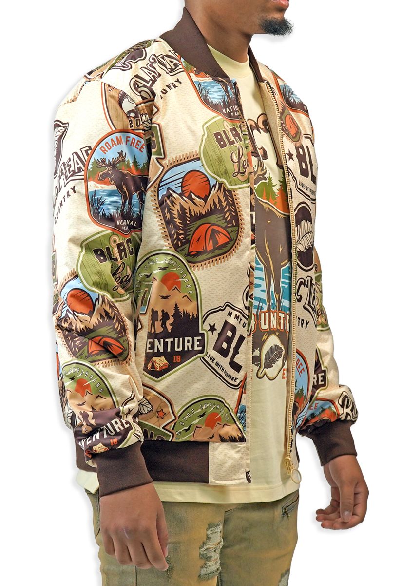 Black Leaf Hunting Club Reversible Bomber Jacket - Multicolor