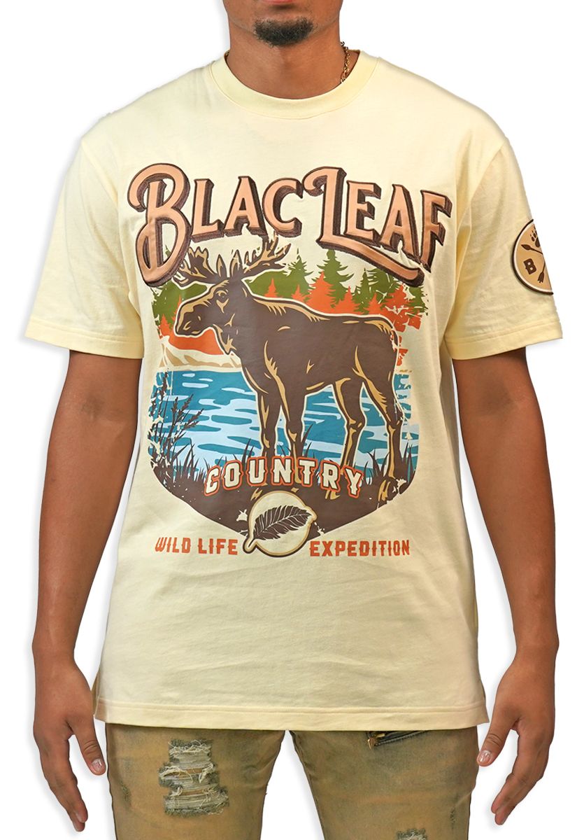 Black Leaf Wildlife Expedition T-Shirt - Beige