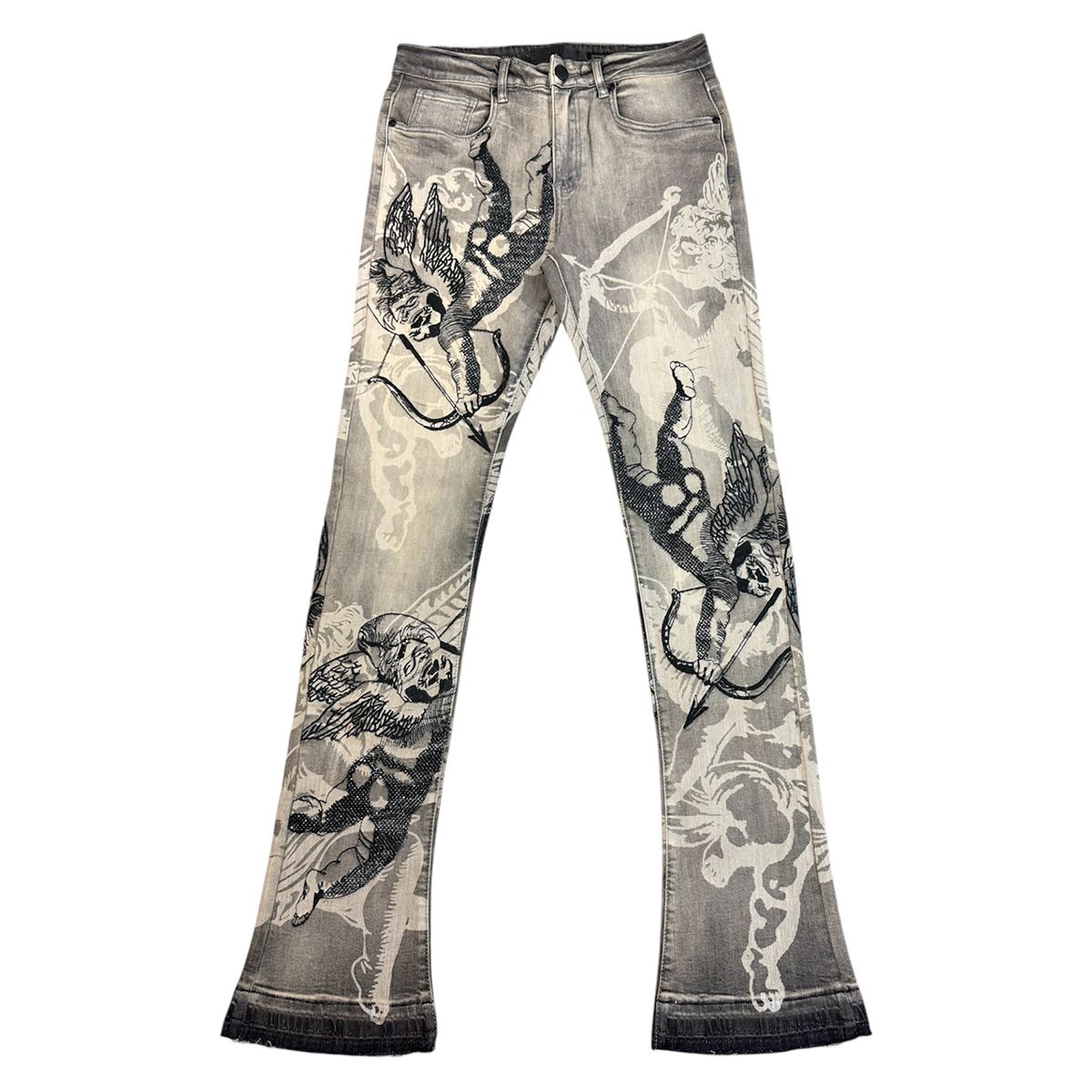Waimea Angels - Antique Grey Women's Jeans - Printed Design