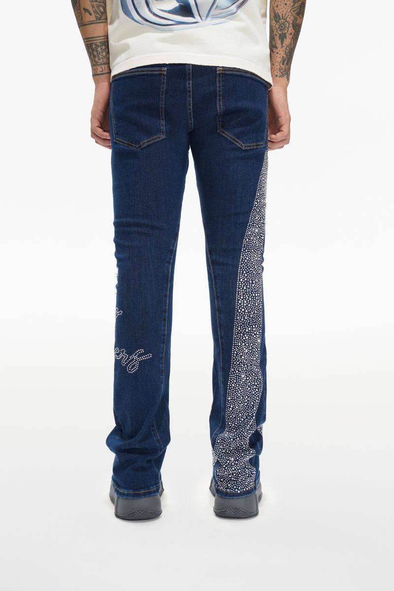 Valabasas Scripted Jeans with Embellished Stripes and Text