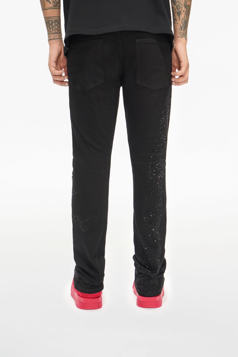 Valabasas Scripted Jeans with Embellished Stripes and Text