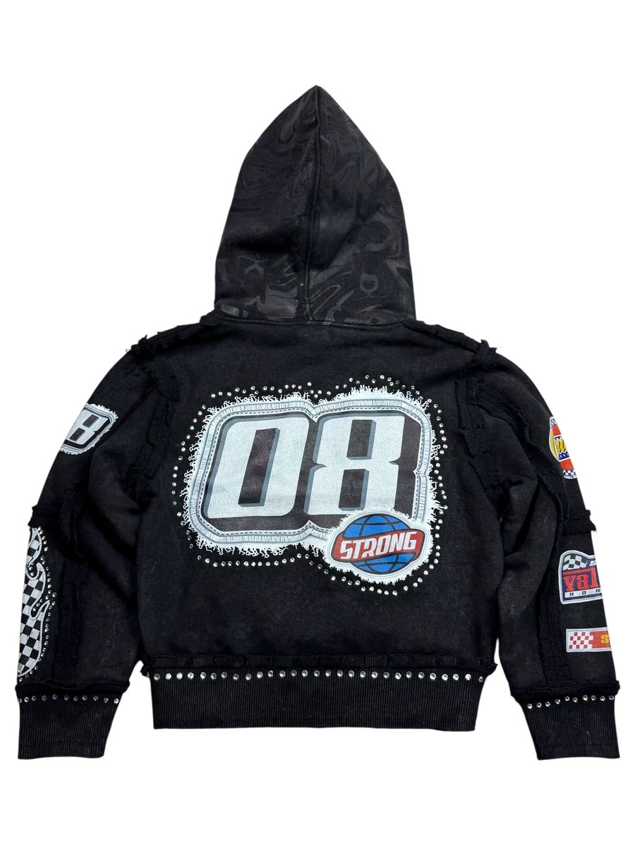 Elite Premium Kids Strong Rhinestone Hoodie - Black