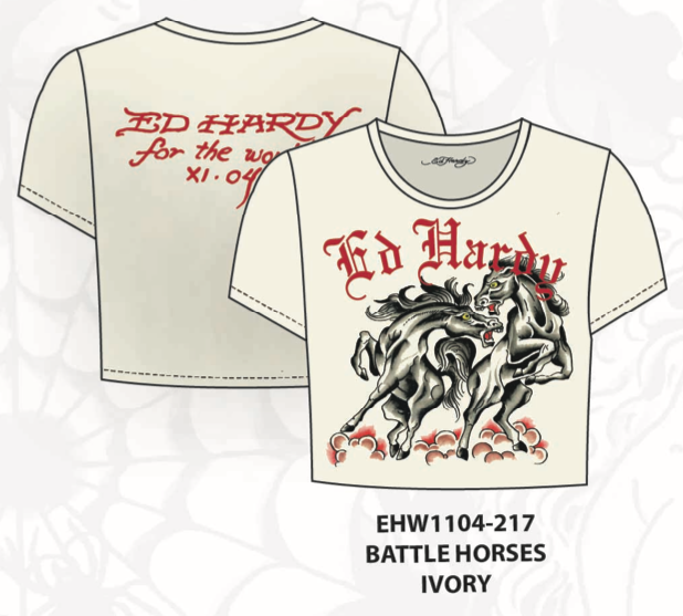 Ed Hardy Battle Horses Kids Tee - Cropped