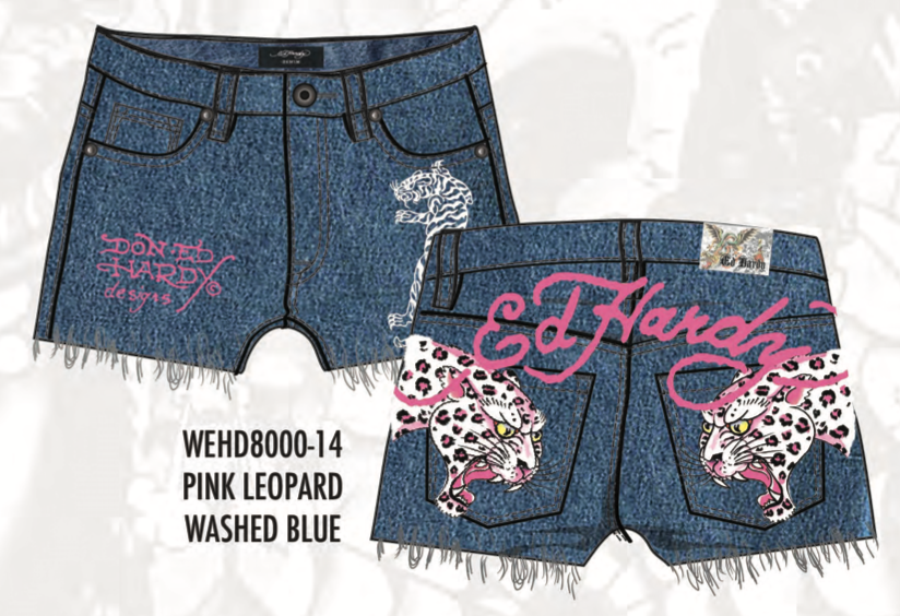 Ed Hardy Leopard Women Shorts - Frayed Hem