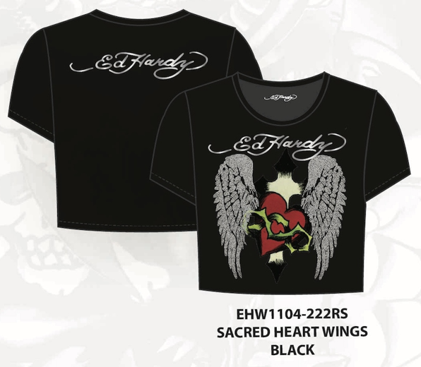 Ed Hardy Sacred Heart Tee - Rhinestone