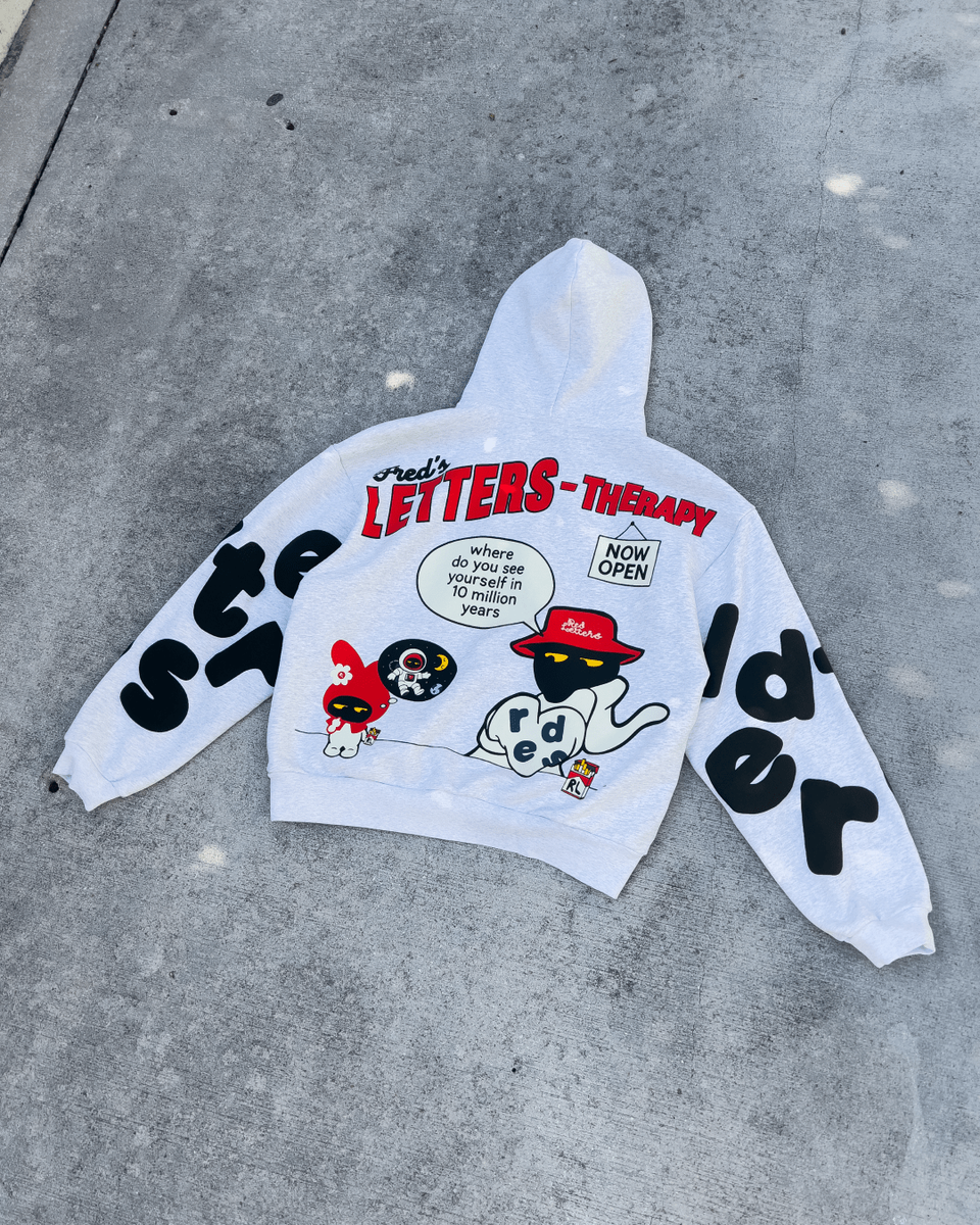Red Letters Therapy Scattered Hoodie - White