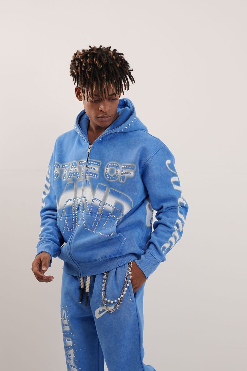 Elite Premium Heavy Gsm Zip Up Hoodie - Blue