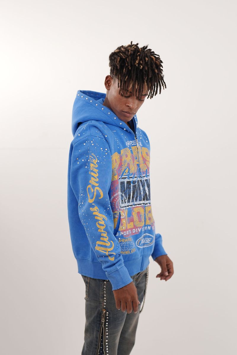 Elite Premium Praise Blue Washed Men's Hoodie - Washed Blue